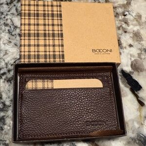 Boconi Dark Brown Leather Card Holder